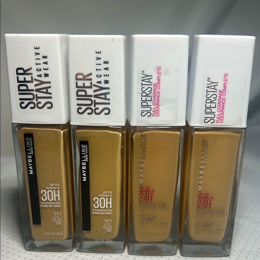 4x #312 Golden - Maybelline Super Stay Foundation Active Wear 30ml 24hr Coverage